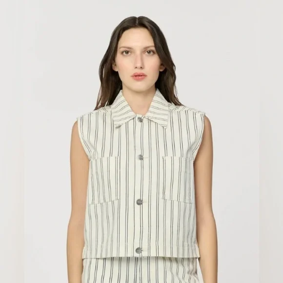 Warp + Weft Vest stripe cloud M - Picture 1 of 10